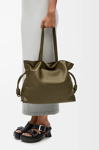 Loewe Large Flamenco Clutch In Nappa Leather Skin For Woman In Green