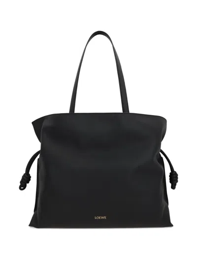 Loewe Large Flamenco Knot-detail Leather Tote Bag In Black