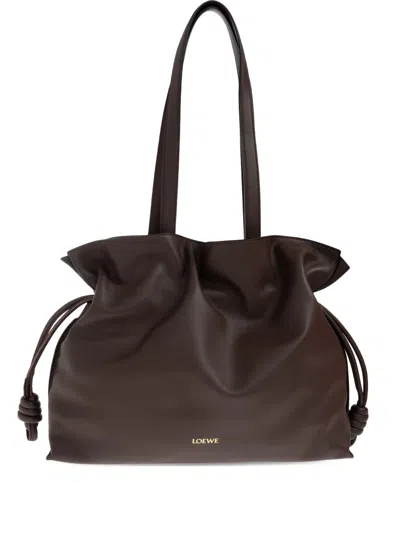 Loewe Large Flamenco Knot-detail Leather Tote Bag In Brown