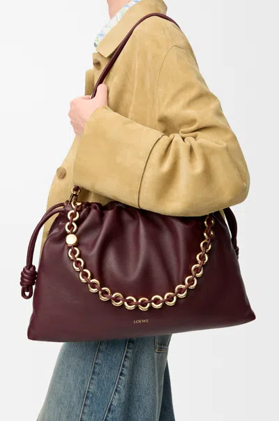 Loewe Large Flamenco Purse In Mellow Nappa Lambskin For Woman In Burgundy