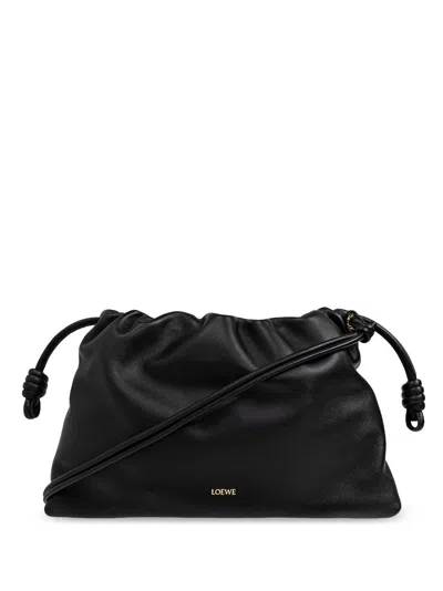 Loewe Flamenco Large Leather Clutch In Black