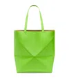 Loewe Medium Leather Puzzle Fold Tote Bag In Green