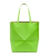 Loewe Medium Leather Puzzle Fold Tote Bag In Green
