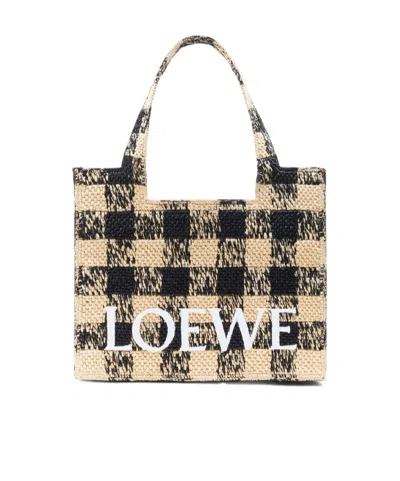LOEWE LARGE LOEWE FONT TOTE IN RAFFIA