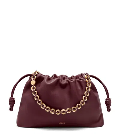 Loewe Large Leather Flamenco Purse In Burgundy