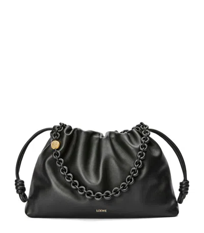 Loewe Large Leather Flamenco Shoulder Bag In Black