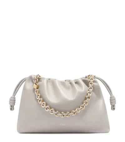 Loewe Large Leather Flamenco Shoulder Bag In Gray