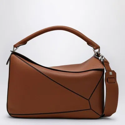 Loewe Puzzle Tan-coloured Calfskin Bag Women In Orange