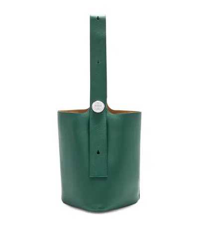 Loewe Large Leather Pebble Bucket Bag In Green