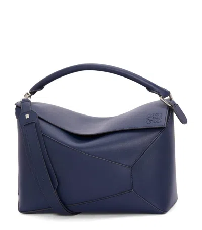 Loewe Large Leather Puzzle Edge Cross-body Bag In Blue