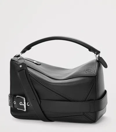 Loewe Large Leather Puzzle Edge Top-handle Bag In Black