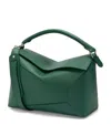 Loewe Large Leather Puzzle Edge Top-handle Bag In Green