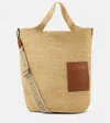 Loewe Slit Large Leather-trimmed Raffia Tote Bag In Beige