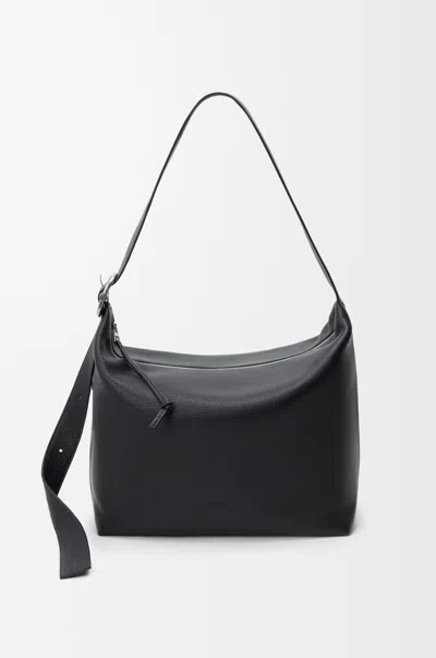 Loewe Large Loop Hobo In Supple Grained Leather Skin For Man In Black
