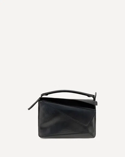 Loewe Large Paper-effect Calfskin Puzzle Handbag In Black