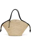 Loewe Paseo Small Leather-trimmed Raffia Tote In Neutrals
