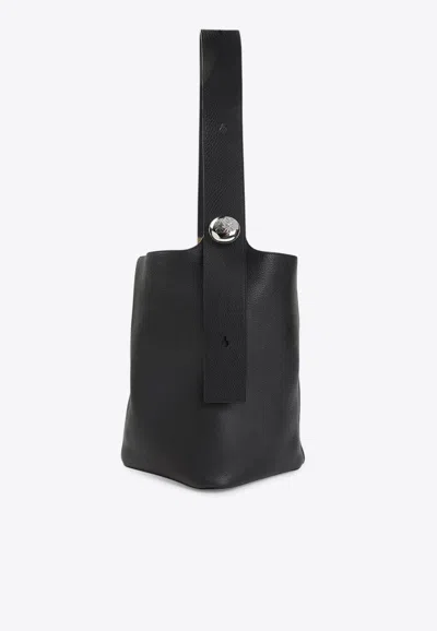 Loewe Large Pebble Bucket Bag In Black