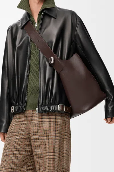 Loewe Large Pebble Bucket In Supple Grained Leather Skin For Man In Burgundy