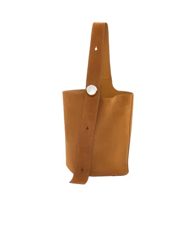 LOEWE LARGE PEBBLE BUCKET BAG IN SUEDE CALFSKIN