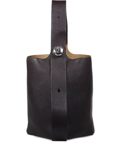 Loewe Large Pebble Button Tote Bag In Brown