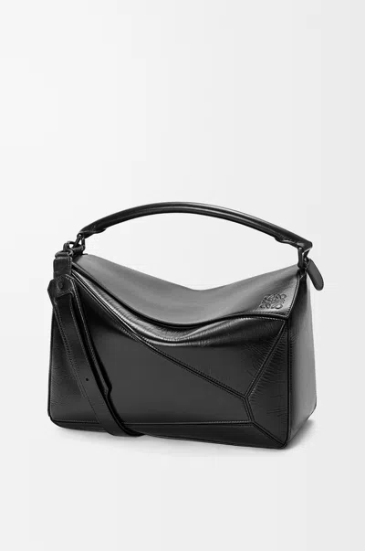 Loewe Large Puzzle Bag In Paper Calf For Man In Black