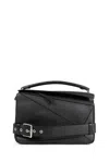 Loewe Large Puzzle Biker Bag In Shiny Calfskin In Black