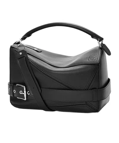 Loewe Large Puzzle Biker Shoulder Bag In Black