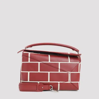 Loewe Large Puzzle Edge Bag In Grained Calfskin In White