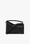 Loewe Large Puzzle Edge Grained Leather Top Handle Bag In Black
