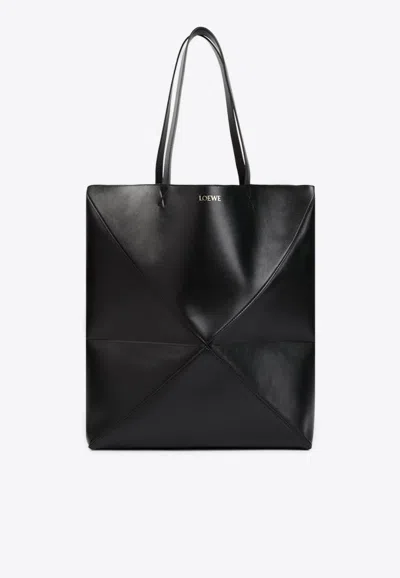 Loewe Large Puzzle Fold Tote Bag In Black