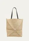 Loewe Large Puzzle Fold Tote Bag In Raffia In 2165 Naturalblack