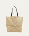 Loewe Large Puzzle Fold Tote Bag In Raffia In Naturalblack