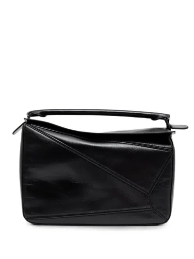 Loewe Large Puzzle Panelled Tote Bag In Black