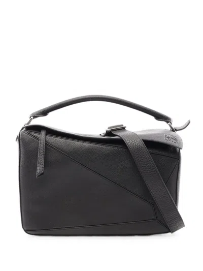 Pre-owned Loewe Large Puzzle Two-way Handbag In Black