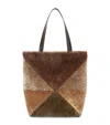 Loewe Puzzle Fold Large Sheep Shearling Fur Tote Bag