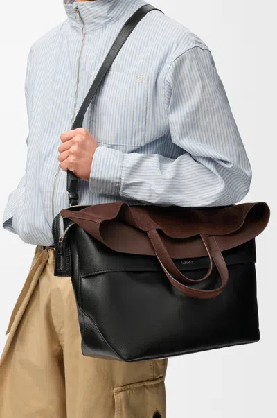 Loewe Grand Switch Tote En Cuir Effet Papier Et Cuir Velours Pour L'homme In Black