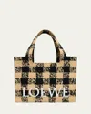 Loewe Large Tote Bag In Gingham Raffia In Naturalblack