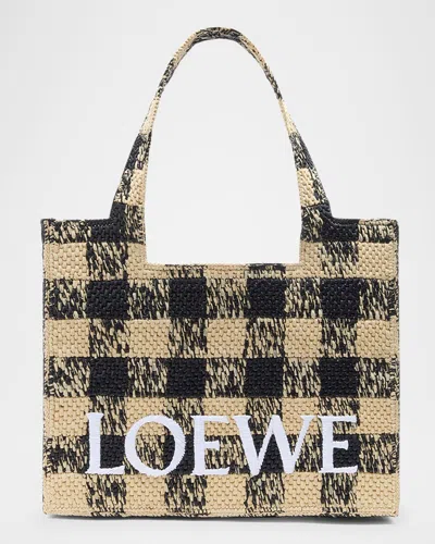 LOEWE LARGE TOTE BAG IN GINGHAM RAFFIA