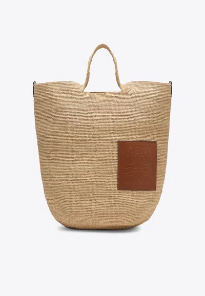 Loewe Large Raffia Basket Slit In Beige