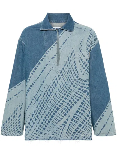 Loewe Denim V-neck Long-sleeve Shirt In Multi