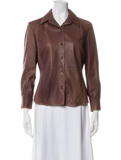 Pre-owned Loewe Late 1990's - Early 2000's Lamb Leather Biker Jacket In Brown