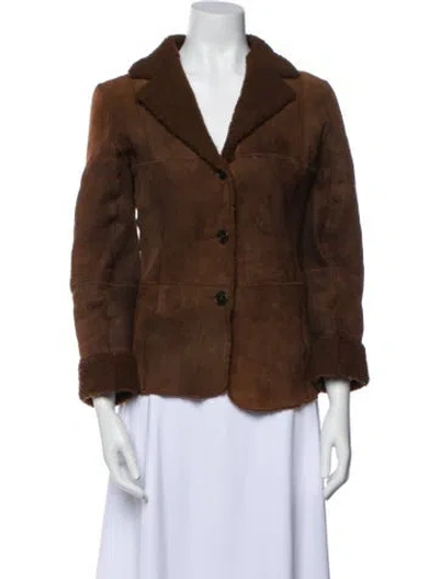 Pre-owned Loewe Late 1990's - Early 2000's Lamb Leather Faux Fur Jacket In Brown