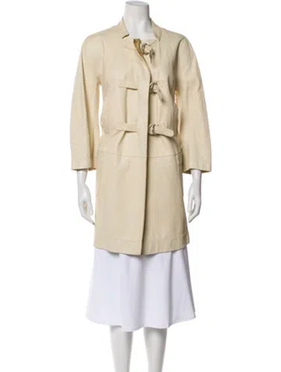 Pre-owned Loewe Late 1990's - Early 2000's Lamb Leather Trench Coat In Neutral