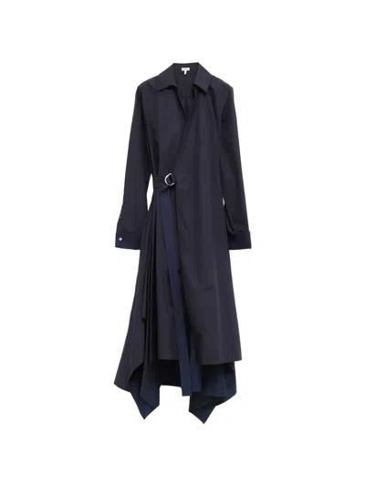 Loewe Layered Belted Midi Dress In Blue