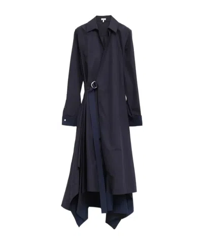 Loewe Layered Belted Midi Dress In Blue
