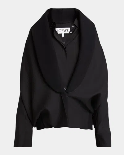 Loewe Layered Bomber Jacket With Logo Detail In Black