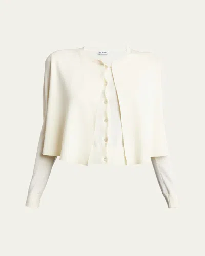 Loewe Layered Cropped Wool Cardigan In White