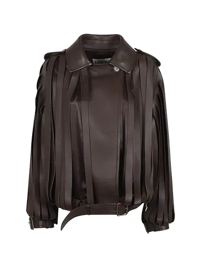Loewe Layered Double-breasted Jacket In Brown