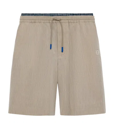 Loewe Layered Drawstring Shorts In Neutral