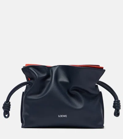 Loewe Layered Flamenco Mini Leather Clutch In Blue